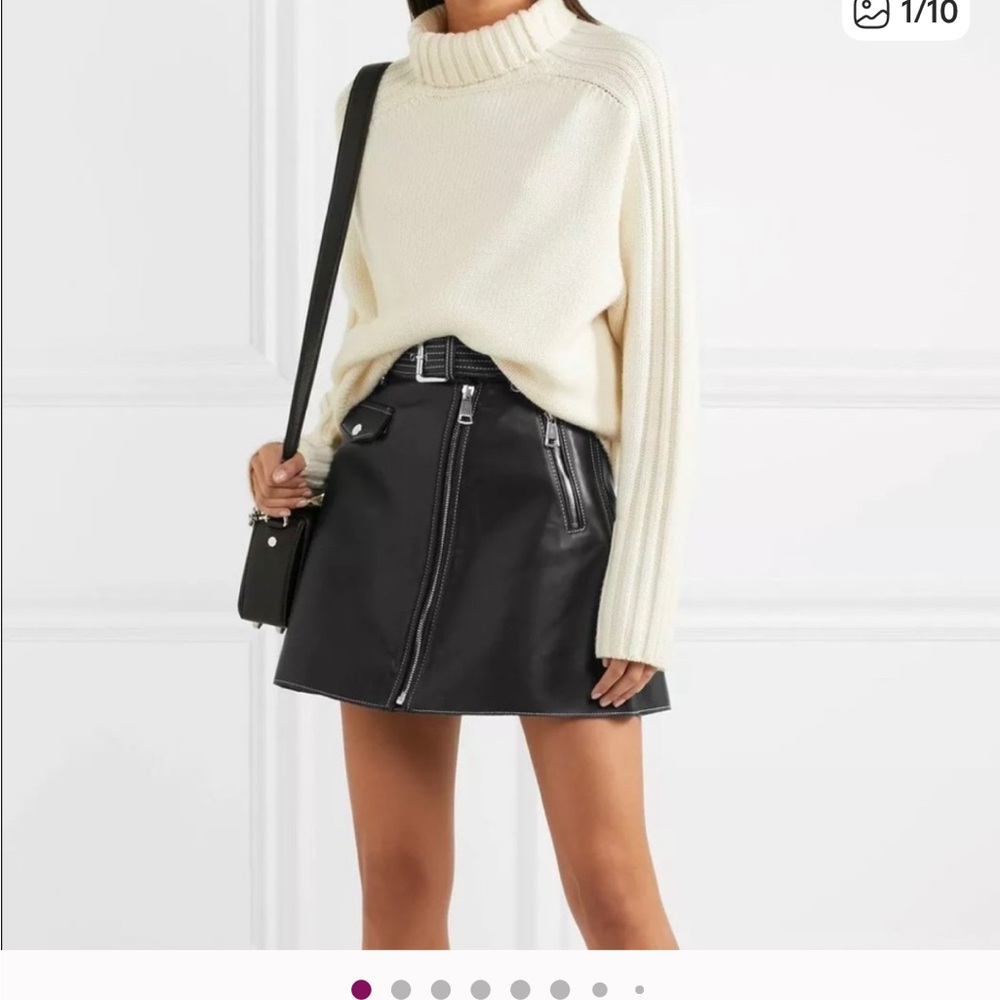 Maje Black Jouki Leather Mini Skirt